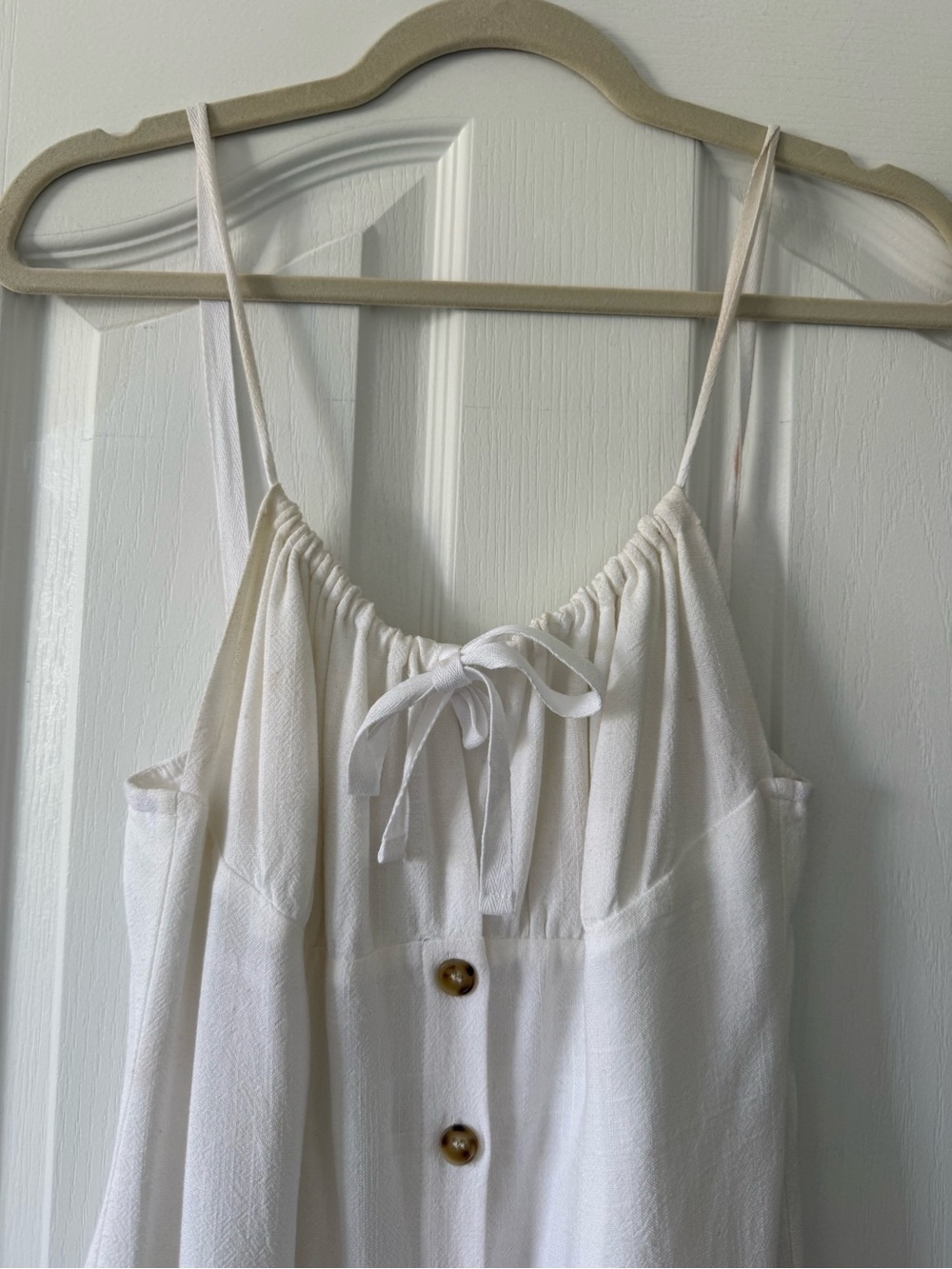 Commense White Button Front Tie Bust Mini Dress - Picture 6 of 8
